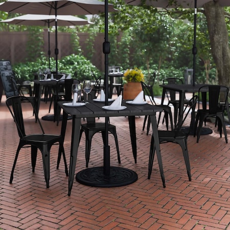 Flash Furniture 36 SQ Table Black Umbrella Top/Black Steel Frame JJ-T14619-90-BKBK-GG